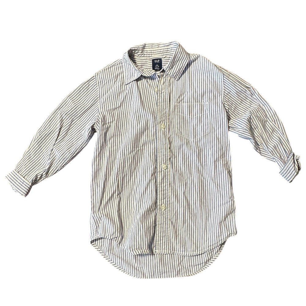 GAP Kids‎ XS Blue White Striped Long Sleeve Button Down Shirt Boy Girl